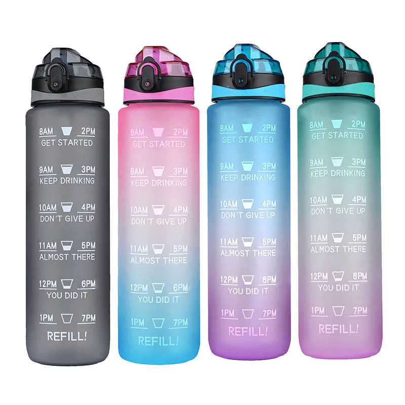 1000ml Gradient Color Water Bottles with Locking Cap Leak