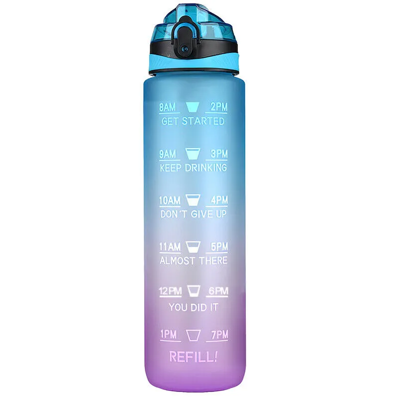 1000ml Gradient Color Water Bottles with Locking Cap Leak