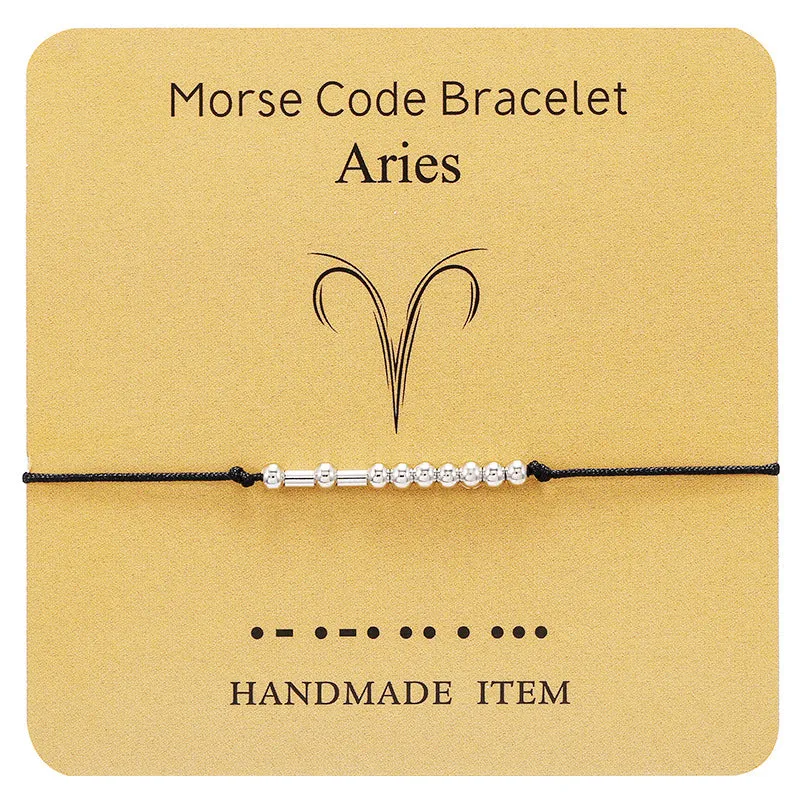 12 Constellation Morse Code Fashion Astrology Couples Bracelet