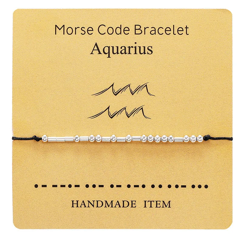 12 Constellation Morse Code Fashion Astrology Couples Bracelet