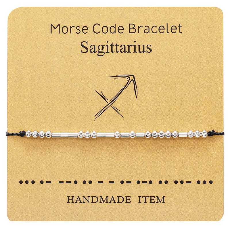 12 Constellation Morse Code Fashion Astrology Couples Bracelet