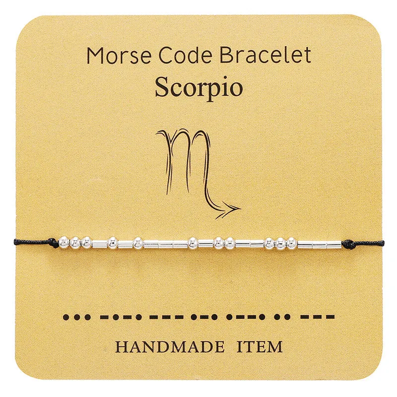 12 Constellation Morse Code Fashion Astrology Couples Bracelet