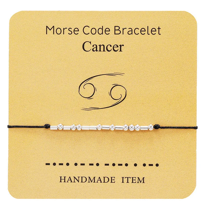 12 Constellation Morse Code Fashion Astrology Couples Bracelet