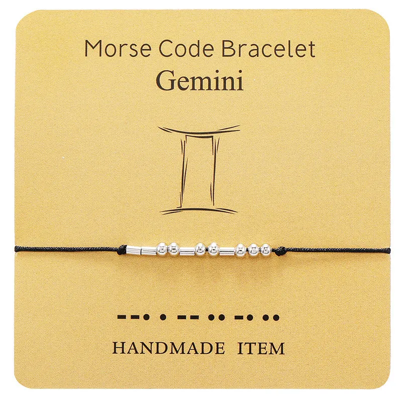 12 Constellation Morse Code Fashion Astrology Couples Bracelet