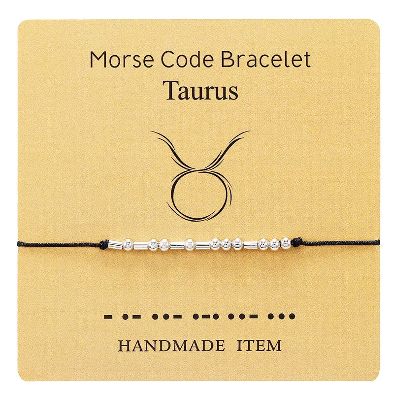 12 Constellation Morse Code Fashion Astrology Couples Bracelet