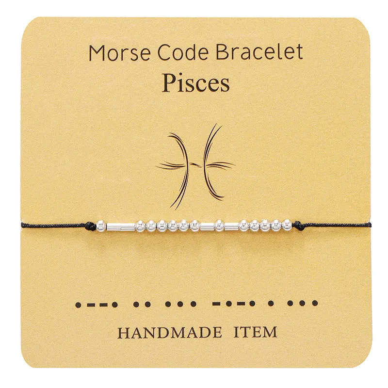 12 Constellation Morse Code Fashion Astrology Couples Bracelet