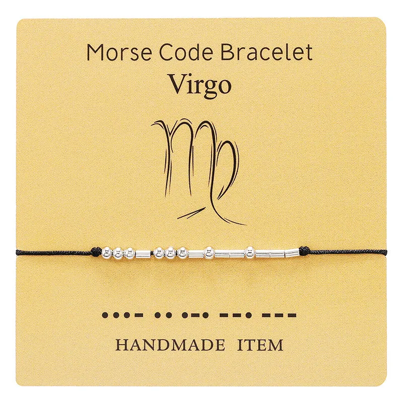 12 Constellation Morse Code Fashion Astrology Couples Bracelet