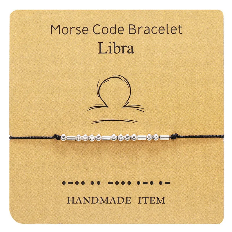 12 Constellation Morse Code Fashion Astrology Couples Bracelet