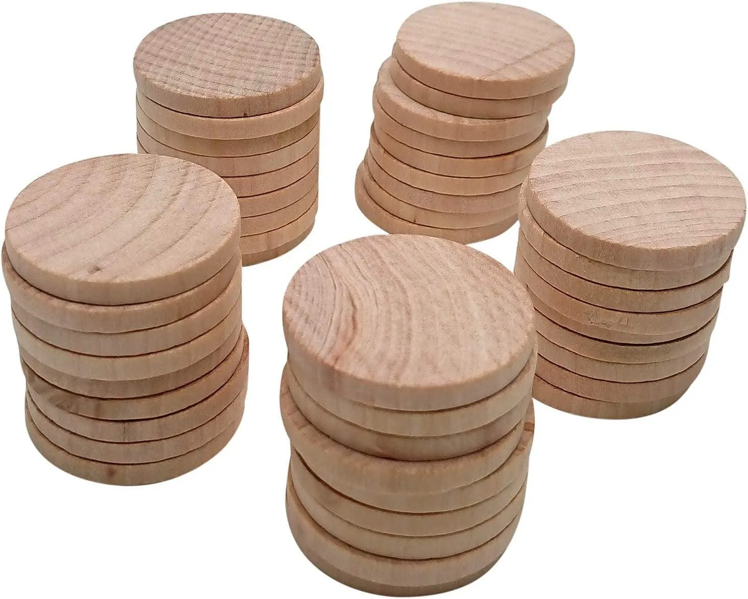 1.5 Inch Natural Wood Slices Unfinished round Wood Coins for DIY Arts & Crafts Projects, 200 per Pack