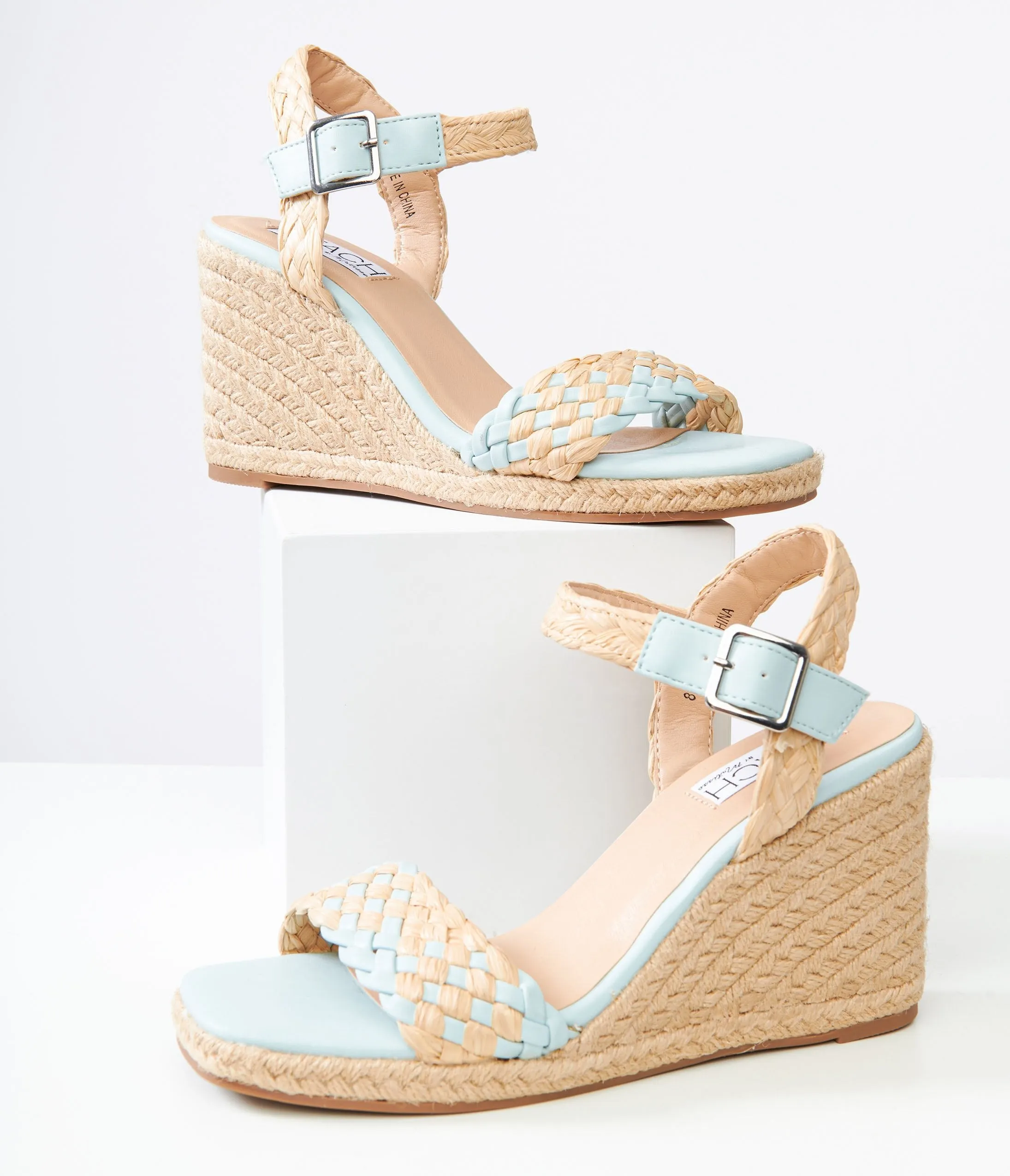 1970s Aqua Getty Wedge Sandals