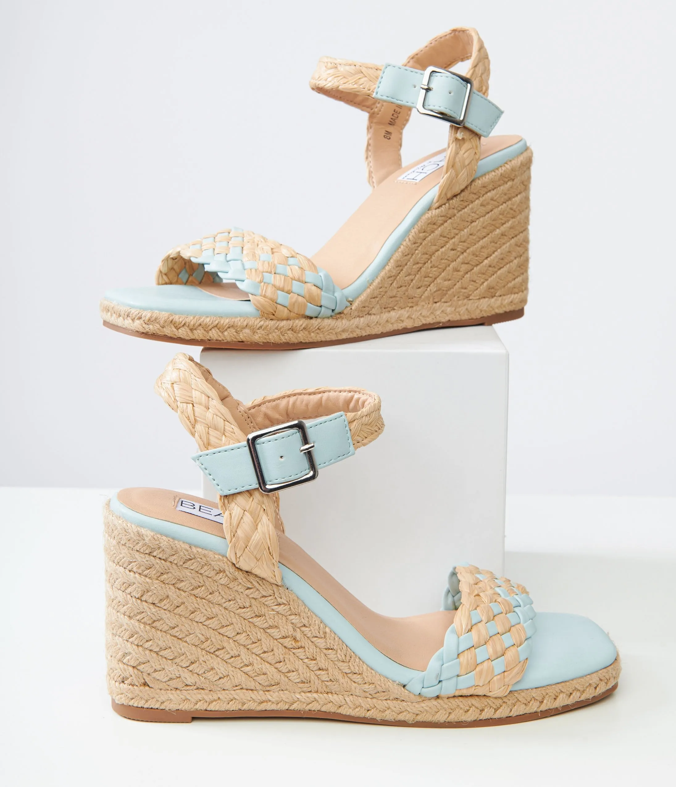 1970s Aqua Getty Wedge Sandals