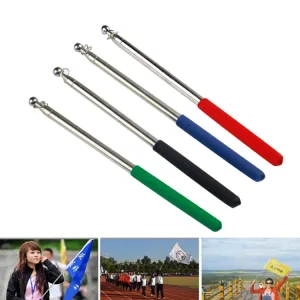 1M 5 Knots Telescopic Stainless Steel Rubber Sleeve Teaching Stick Guide Signal Flag, Random Color Delivery