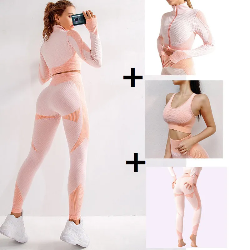 3 Pieces Women Fitness Sport Seamless Yoga Sets