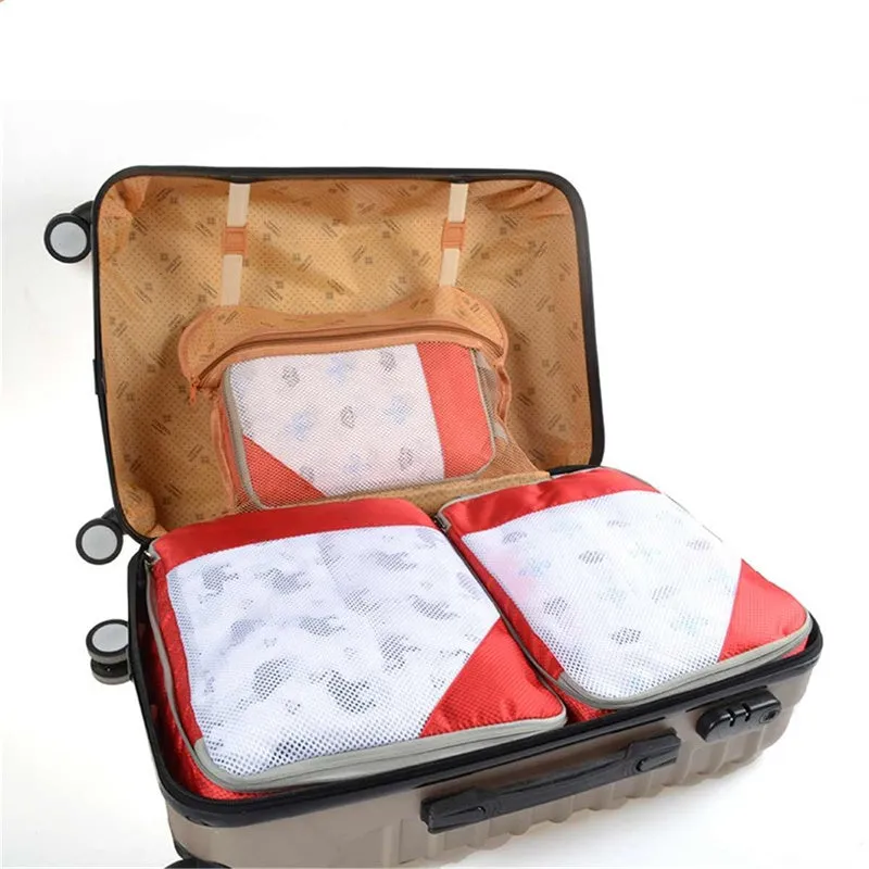 3PCS Travel Compressible Ziplock Mesh Nylon Storage Bags Set