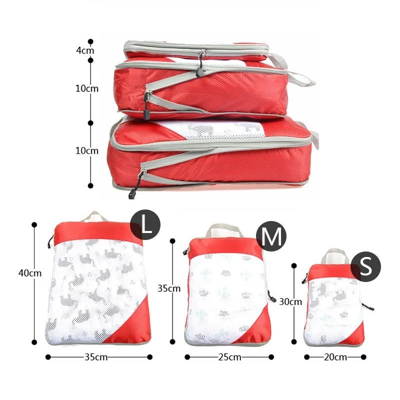 3PCS Travel Compressible Ziplock Mesh Nylon Storage Bags Set