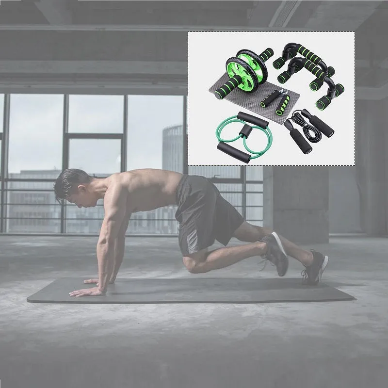 7PCS Abdominal Wheel Roller Set Full Body Core Workout Equipment