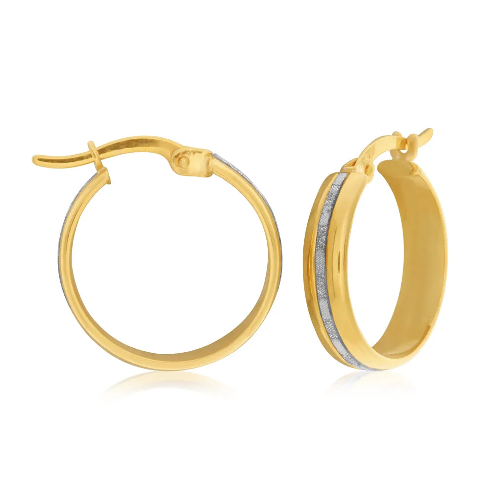 9ct Yellow Gold Filled Stardust 15mm Hoop Earrings