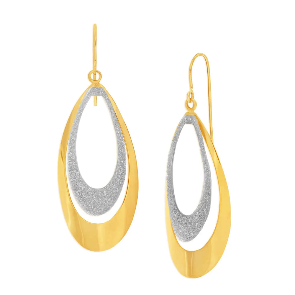 9ct Yellow Gold Silver Filled Stardust Teardrop Drop Earrings