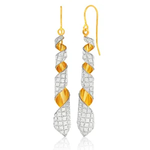 9ct Yellow Gold Silver Filled  Stardust Twistied Drops Earrings