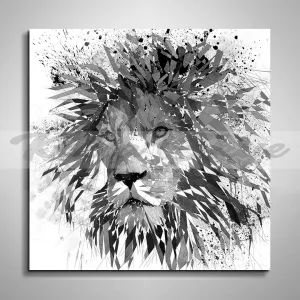 Abstract Contemporary Canvas Wall Art Lion Black & White // ZOO-LI03