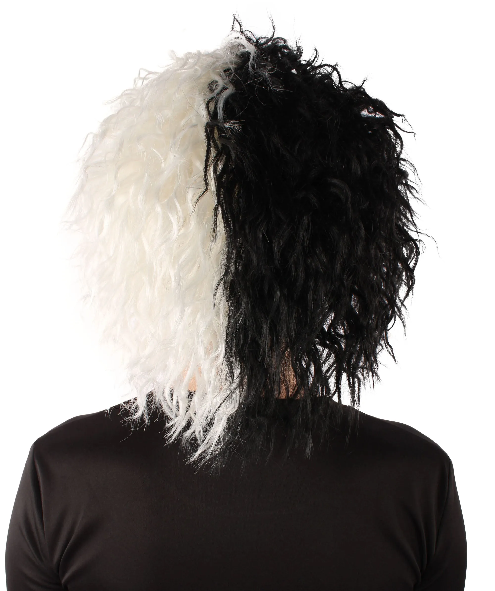 Adult Women’s Black & White Two-toned Curly Wig | Breathable Capless Cap | Flame-retardant Synthetic Fiber