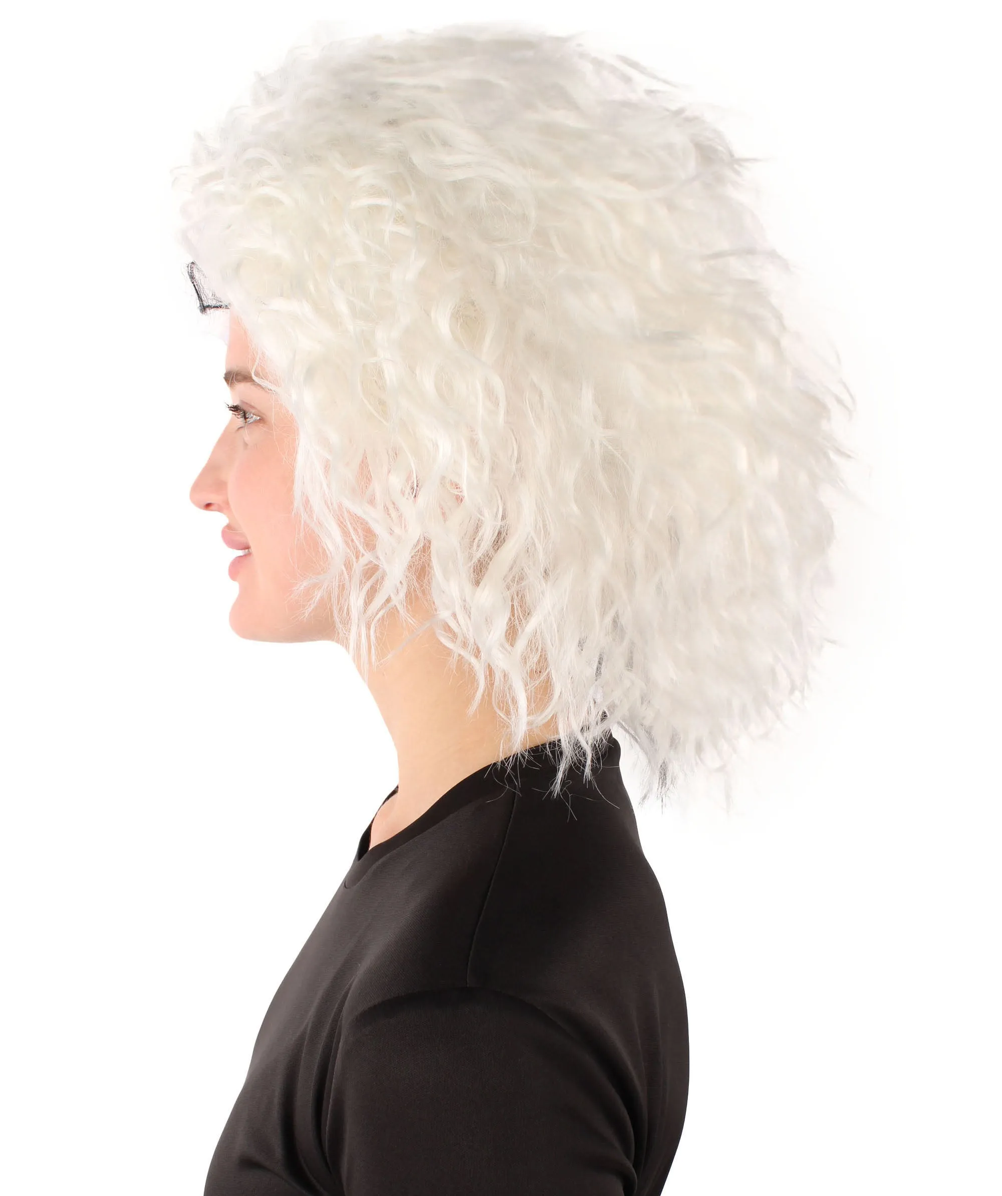 Adult Women’s Black & White Two-toned Curly Wig | Breathable Capless Cap | Flame-retardant Synthetic Fiber