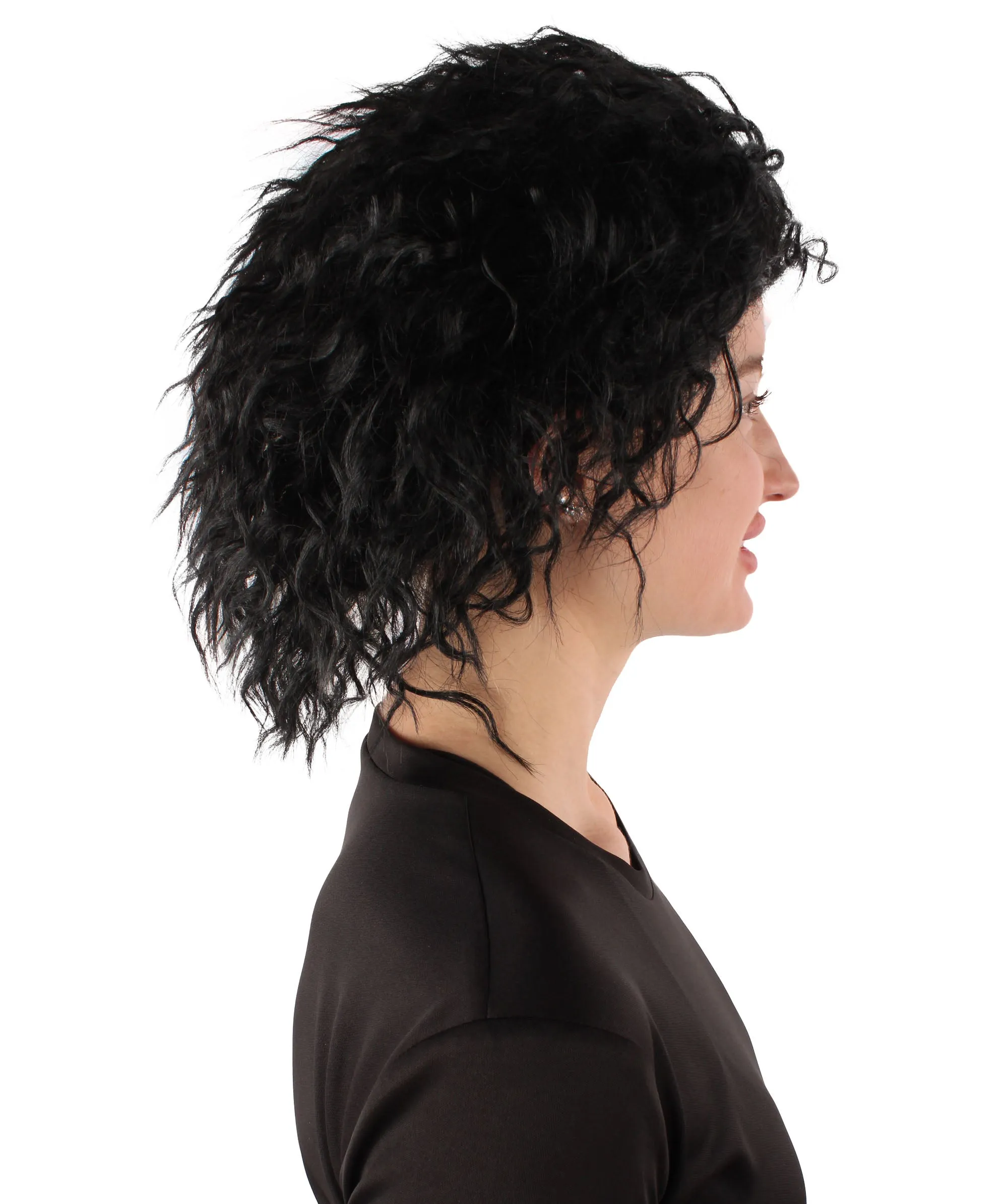 Adult Women’s Black & White Two-toned Curly Wig | Breathable Capless Cap | Flame-retardant Synthetic Fiber