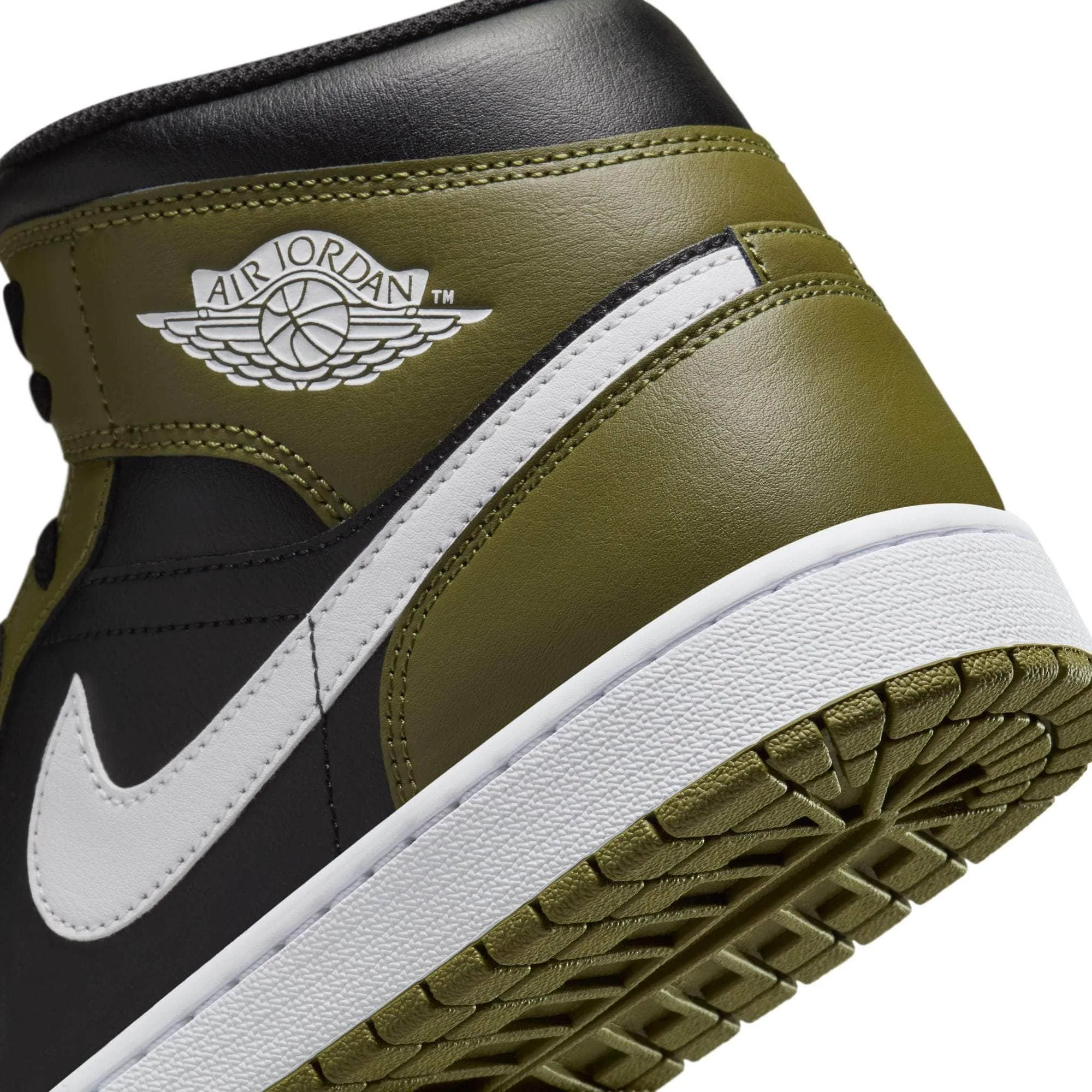 Air Jordan 1 Mid "Black White Olive" - Men's