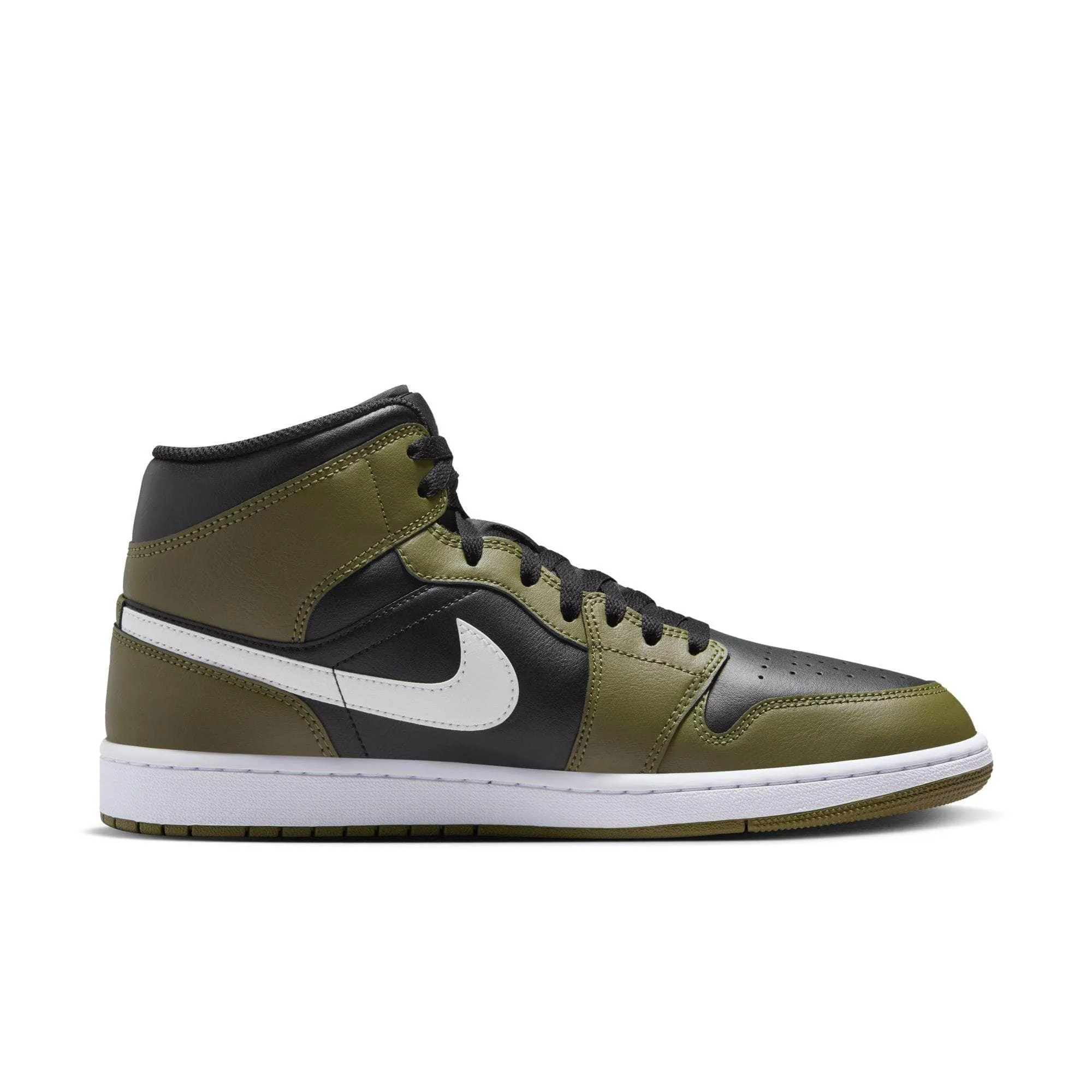 Air Jordan 1 Mid "Black White Olive" - Men's