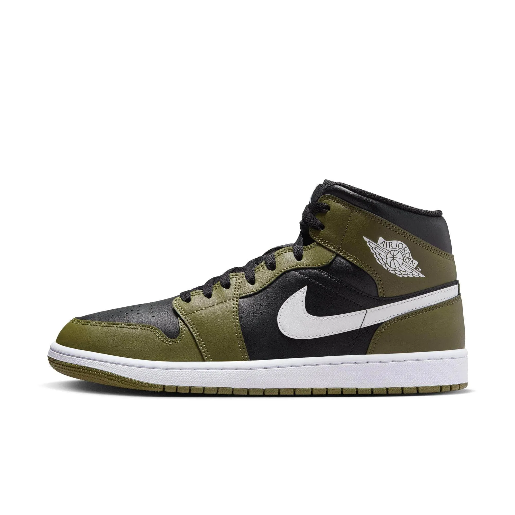 Air Jordan 1 Mid "Black White Olive" - Men's