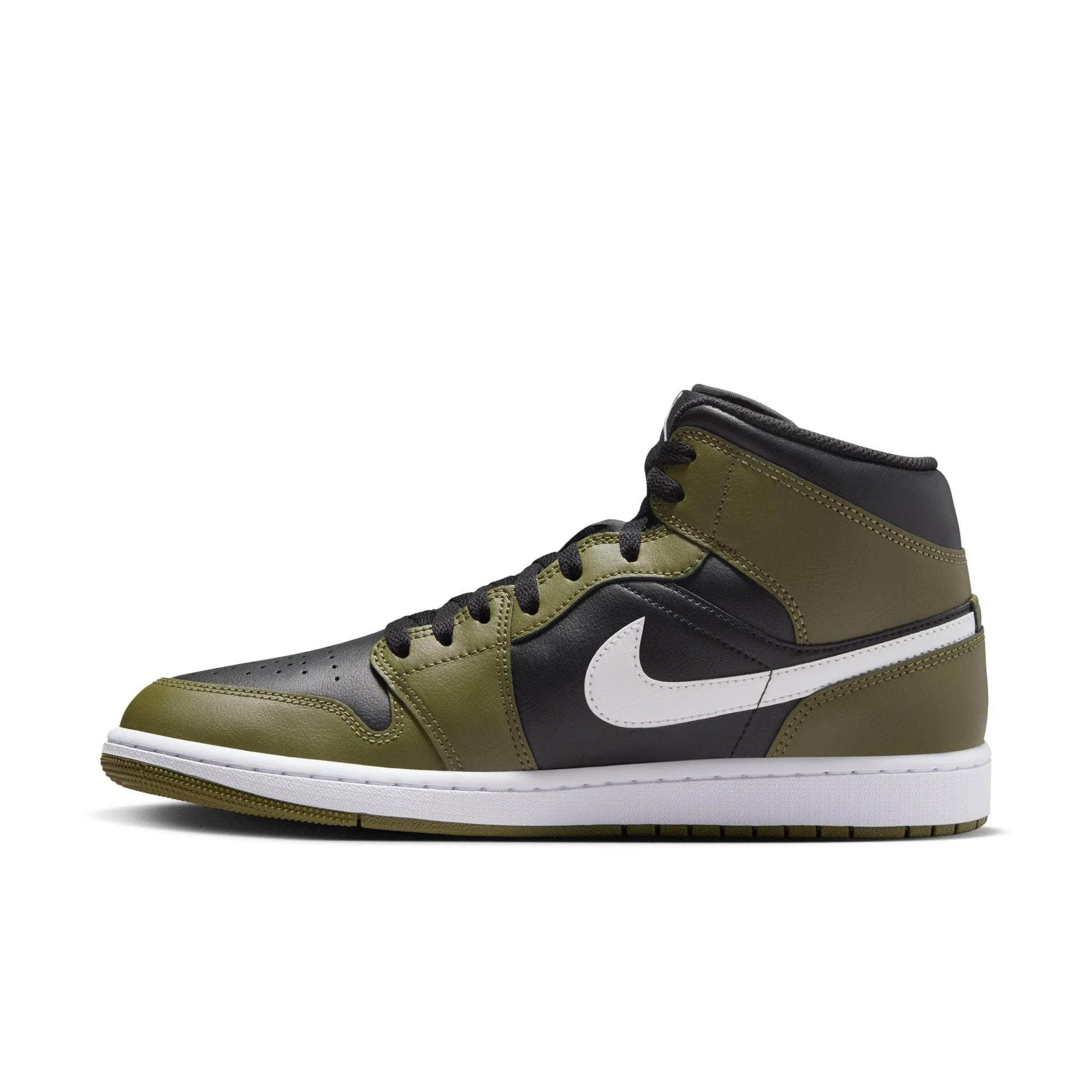 Air Jordan 1 Mid "Black White Olive" - Men's