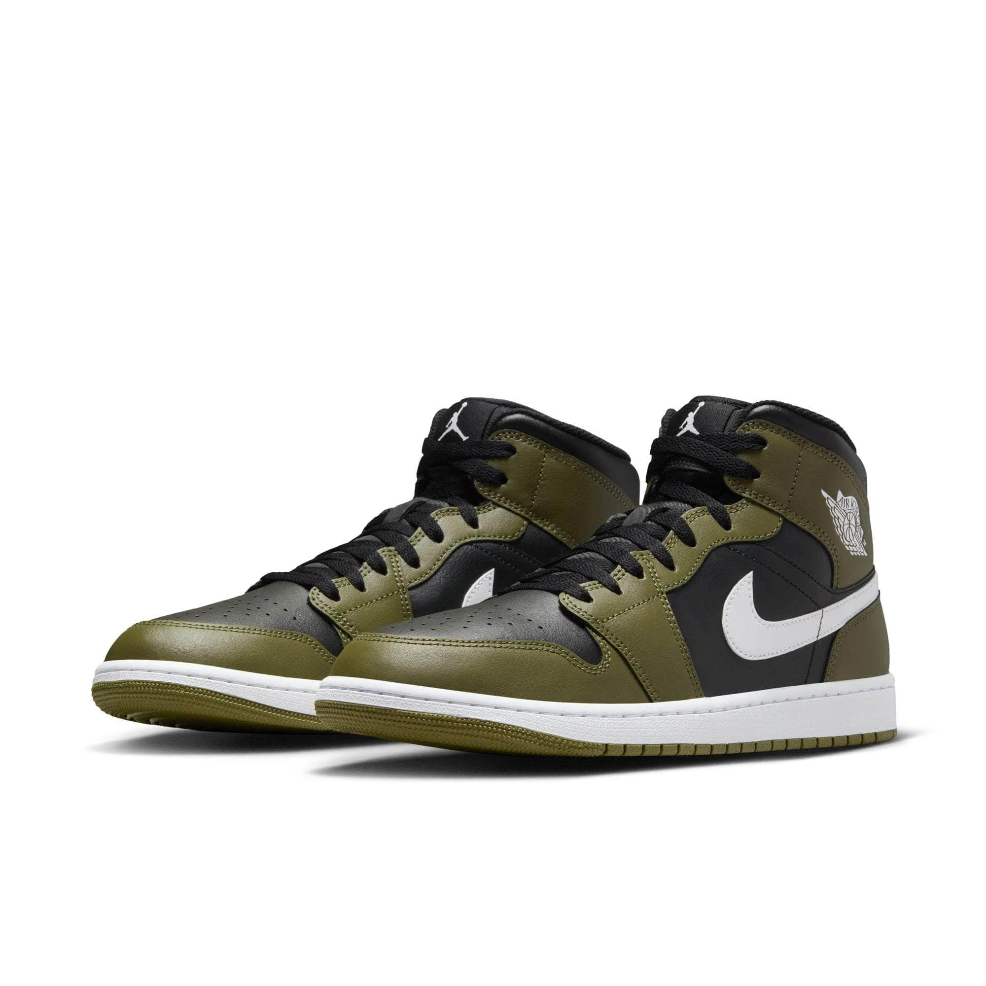 Air Jordan 1 Mid "Black White Olive" - Men's