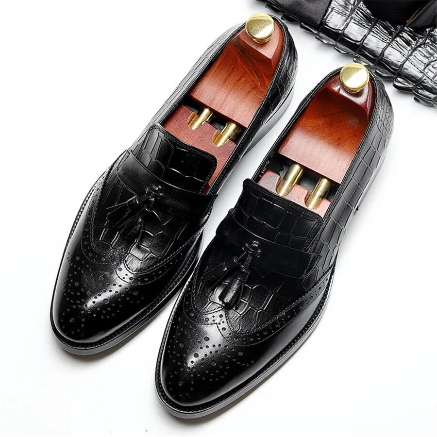 AlliLuxe Vintage Tassel Brogue Dress Shoes