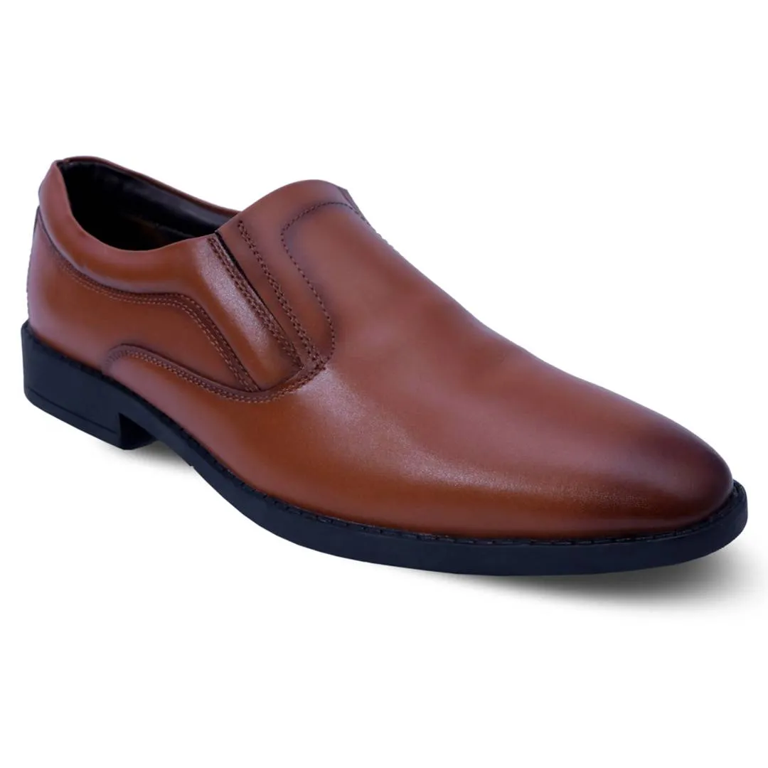 Alluring Synthetic Leather Tan Formal Shoes For Men