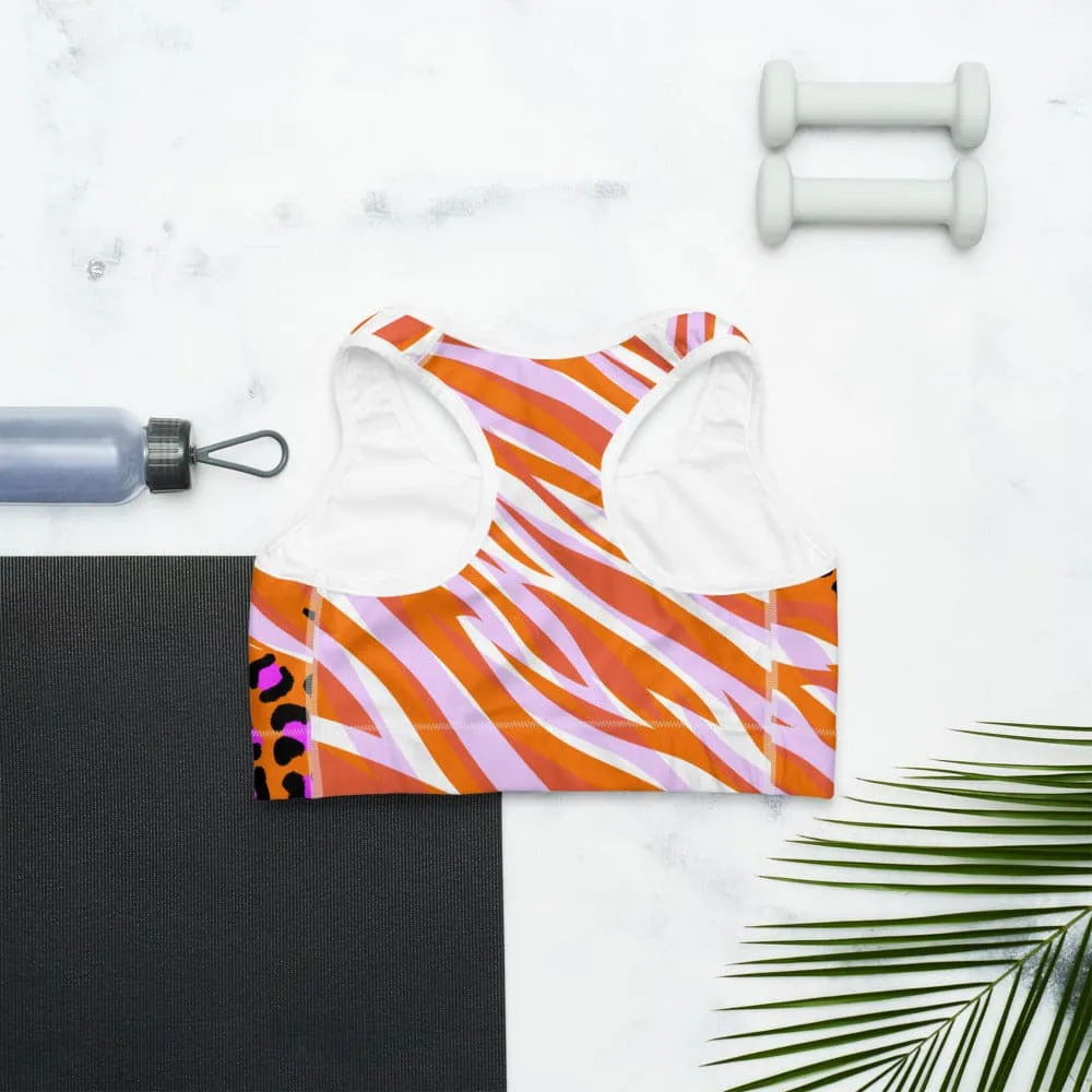 Animal Printed Sports Bra "Cheetiger" Orange