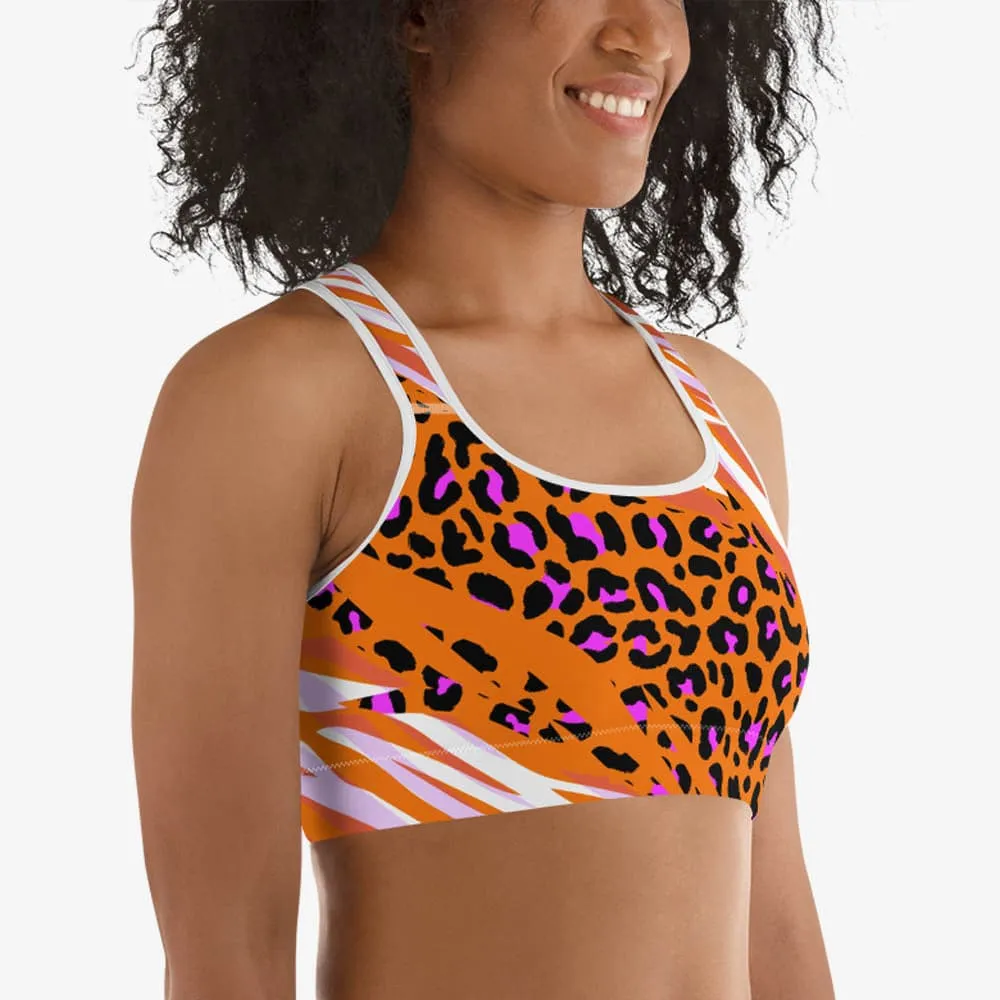 Animal Printed Sports Bra "Cheetiger" Orange