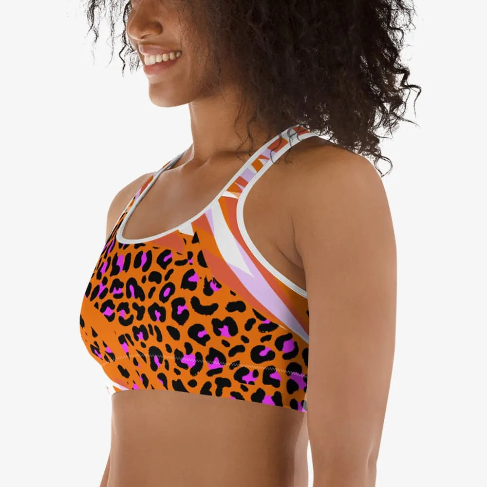 Animal Printed Sports Bra "Cheetiger" Orange