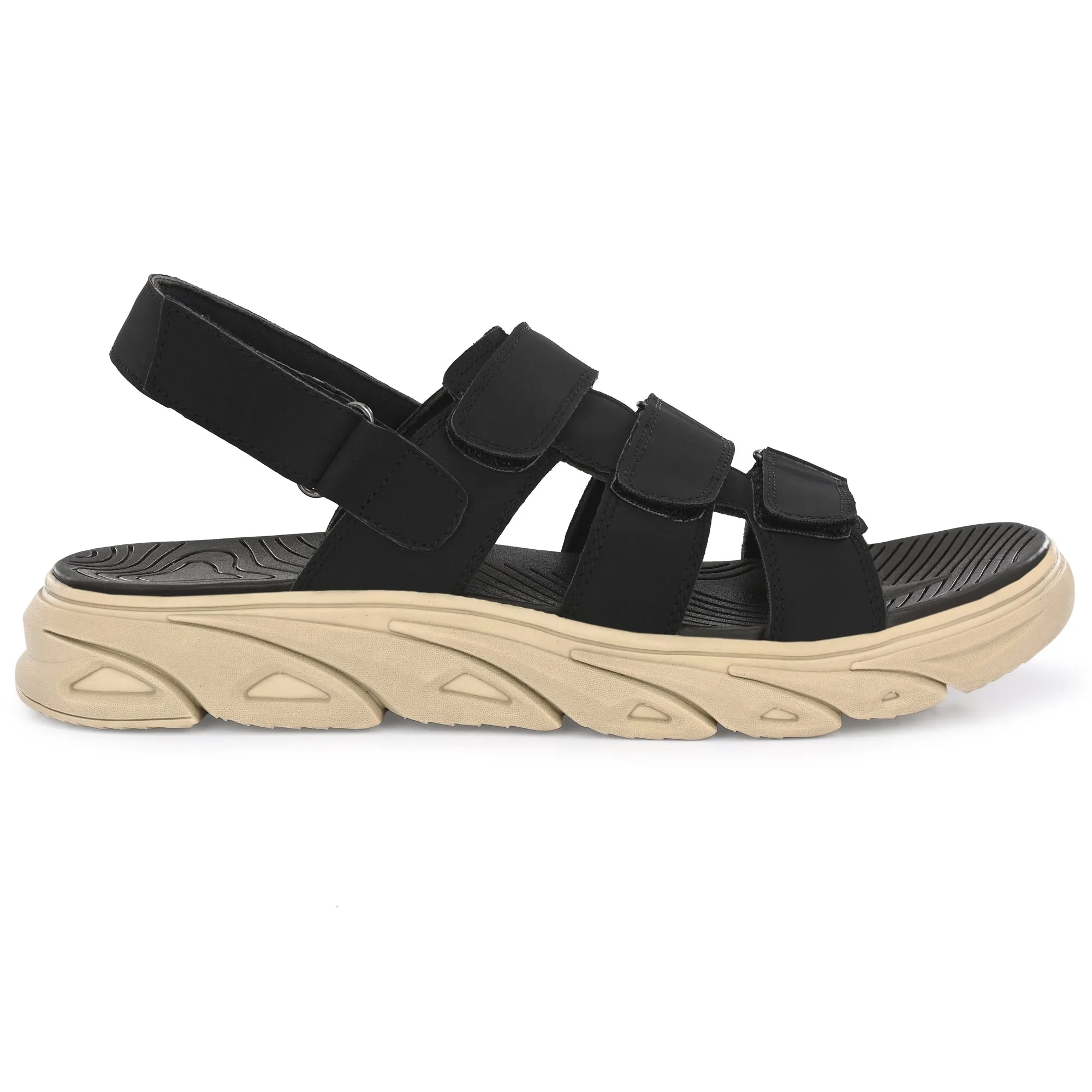 Attitudist Unisex Handcrafted Black Sports Sandal