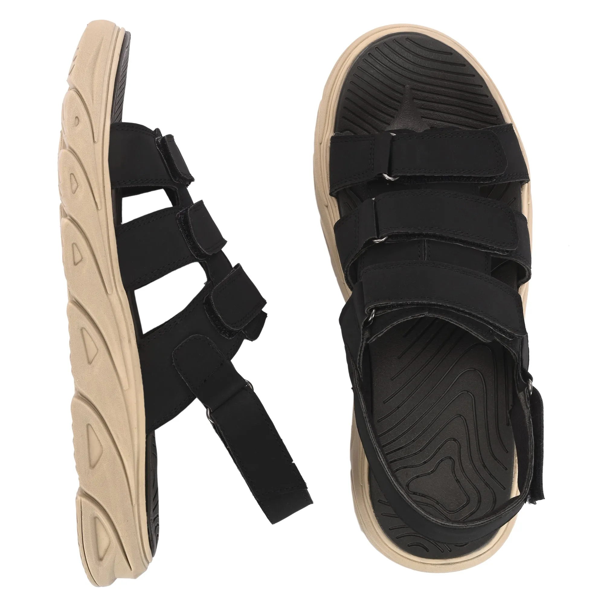 Attitudist Unisex Handcrafted Black Sports Sandal