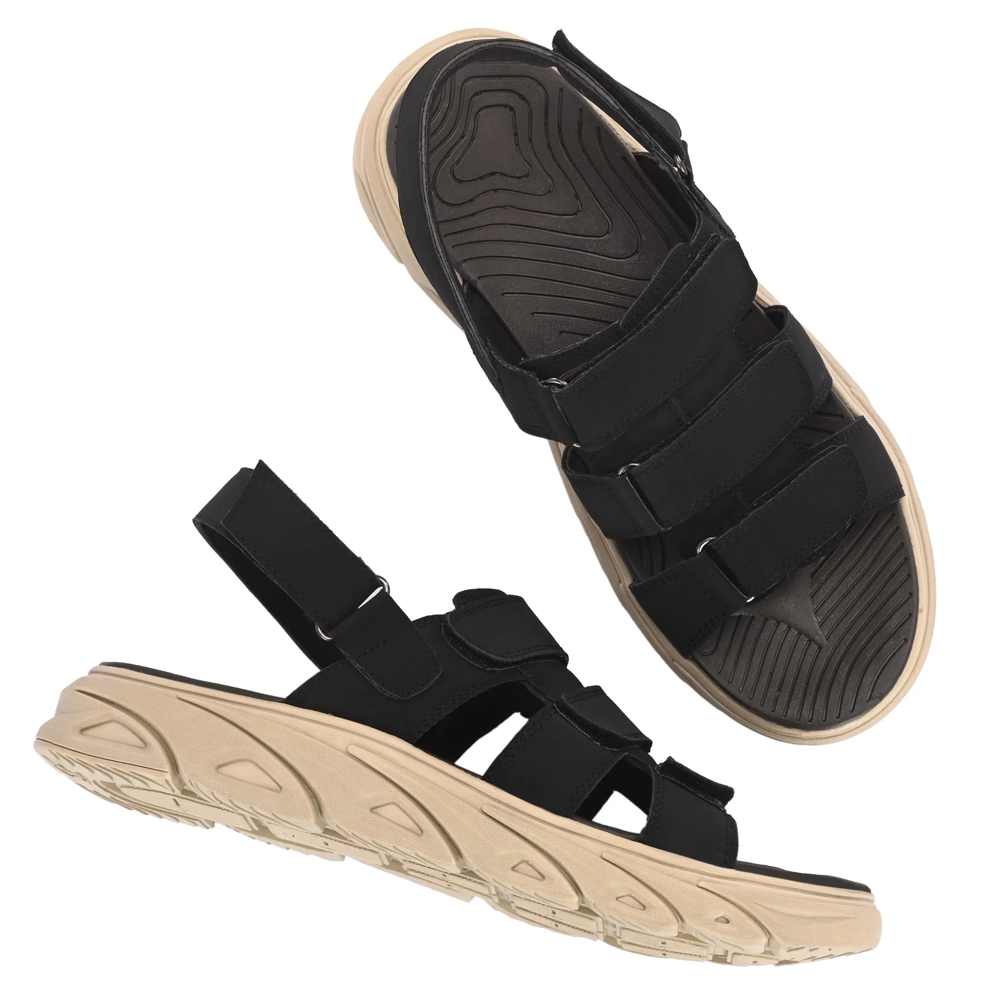 Attitudist Unisex Handcrafted Black Sports Sandal