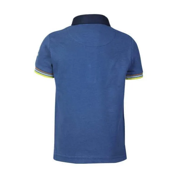 BABY BOYS SHORT SLEEVE EMBROIDERED POLO - BLUE