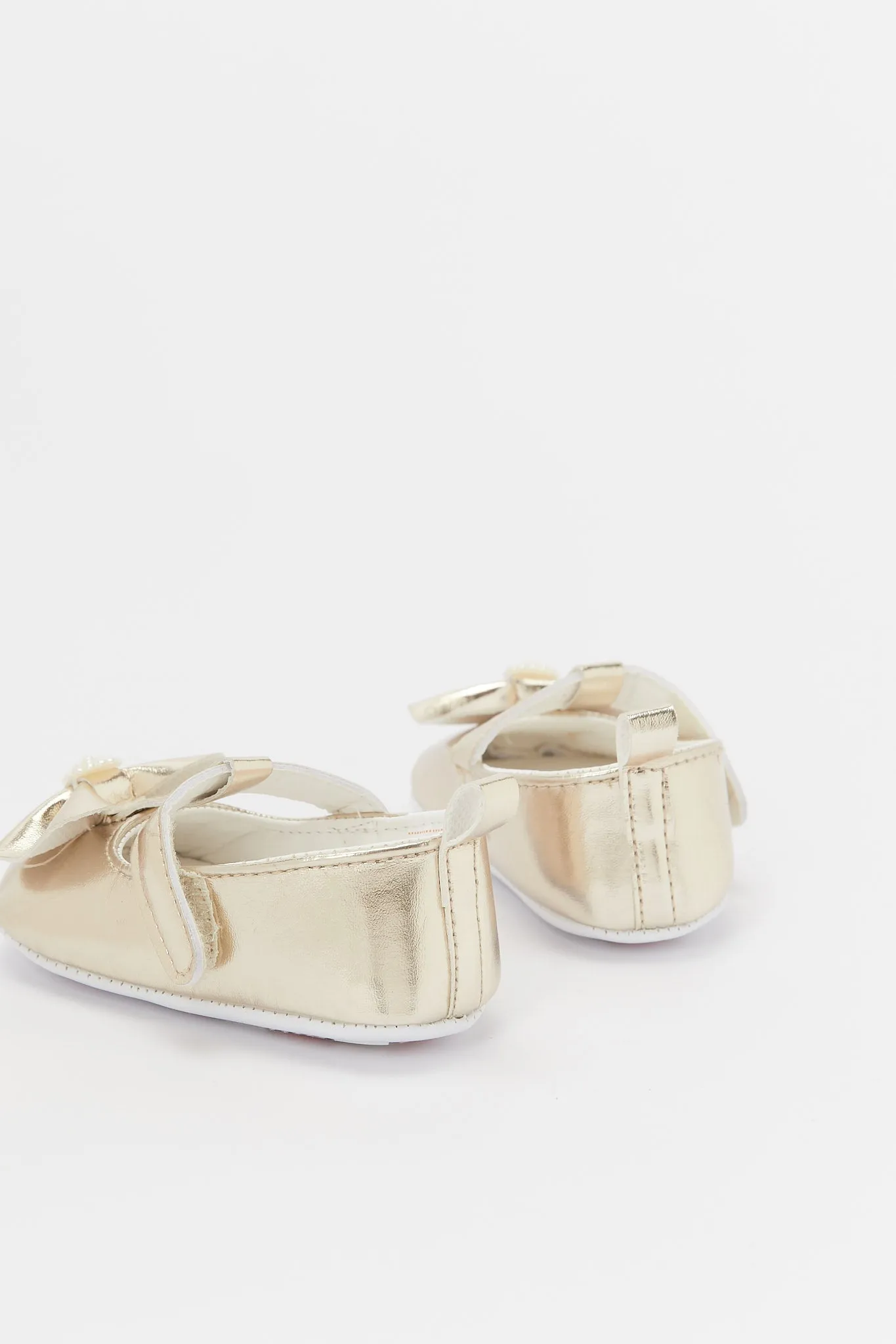 Baby Gold Bow Pram Shoe