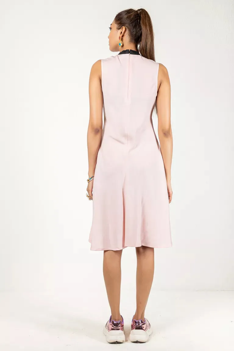 Baby Pink Polo Neck Linen Bamboo Dress