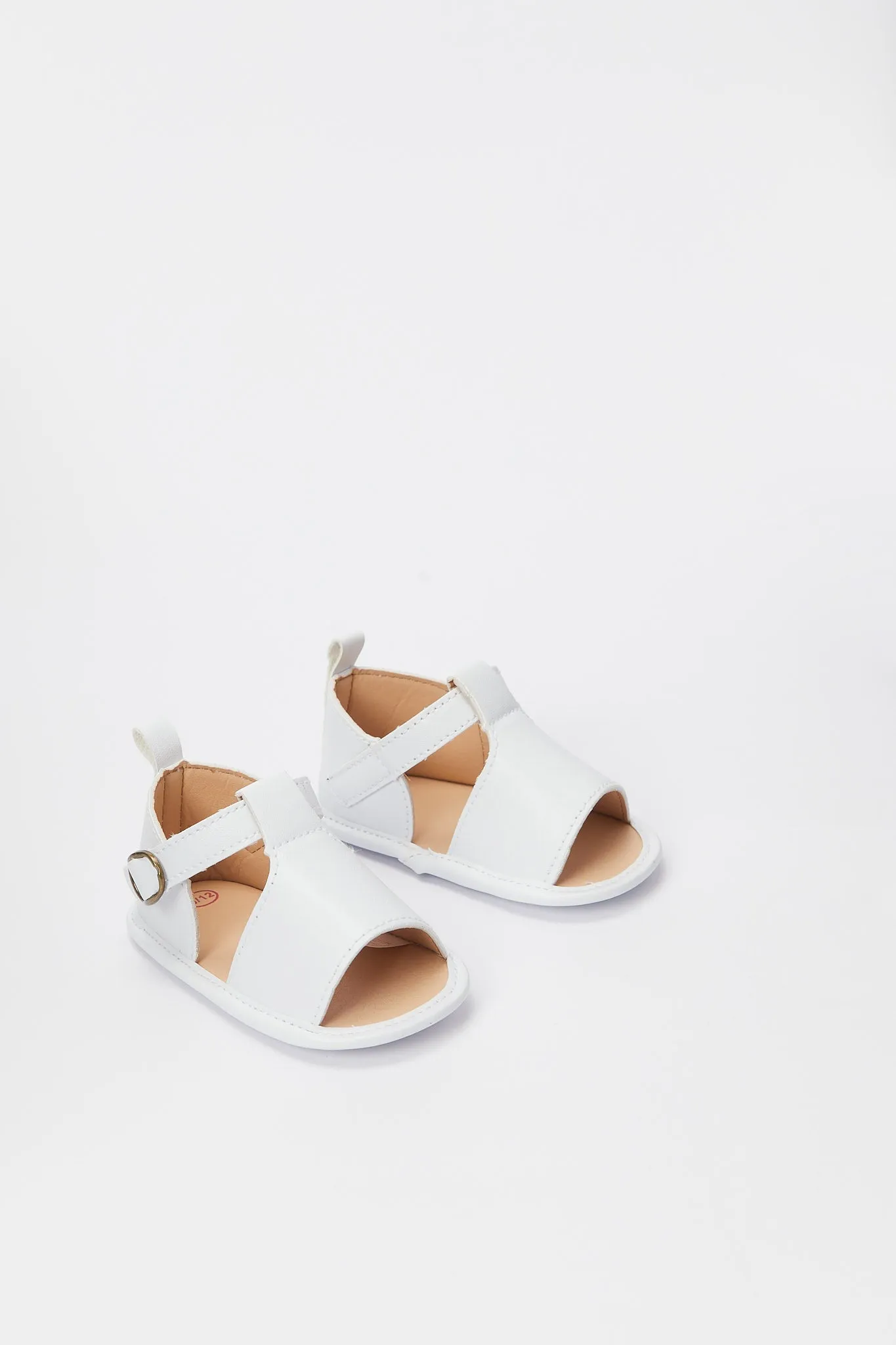 Baby White Bow Trim Pram Shoe