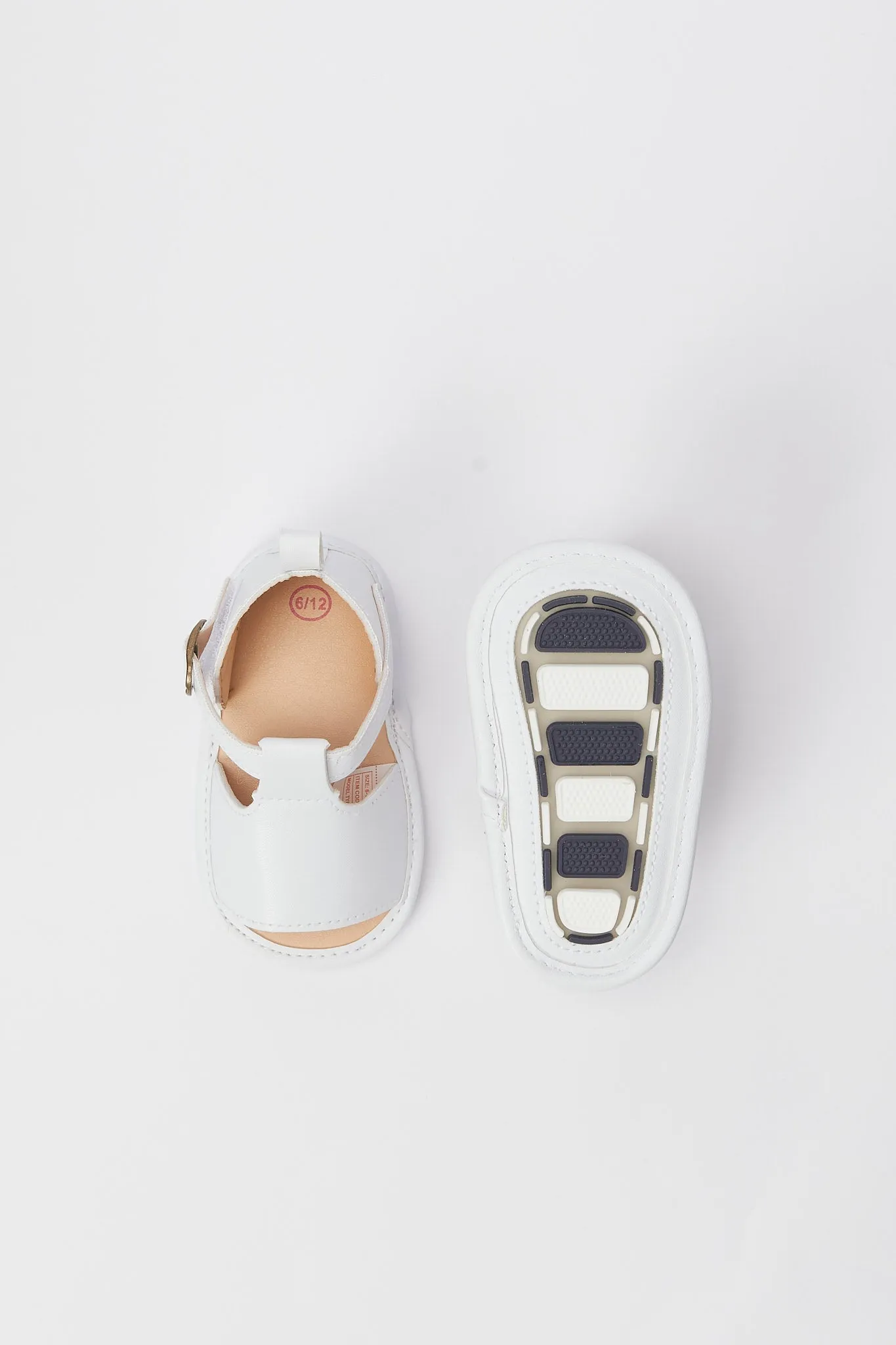 Baby White Bow Trim Pram Shoe