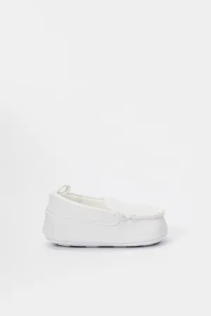 Baby White Plain Pram Shoe