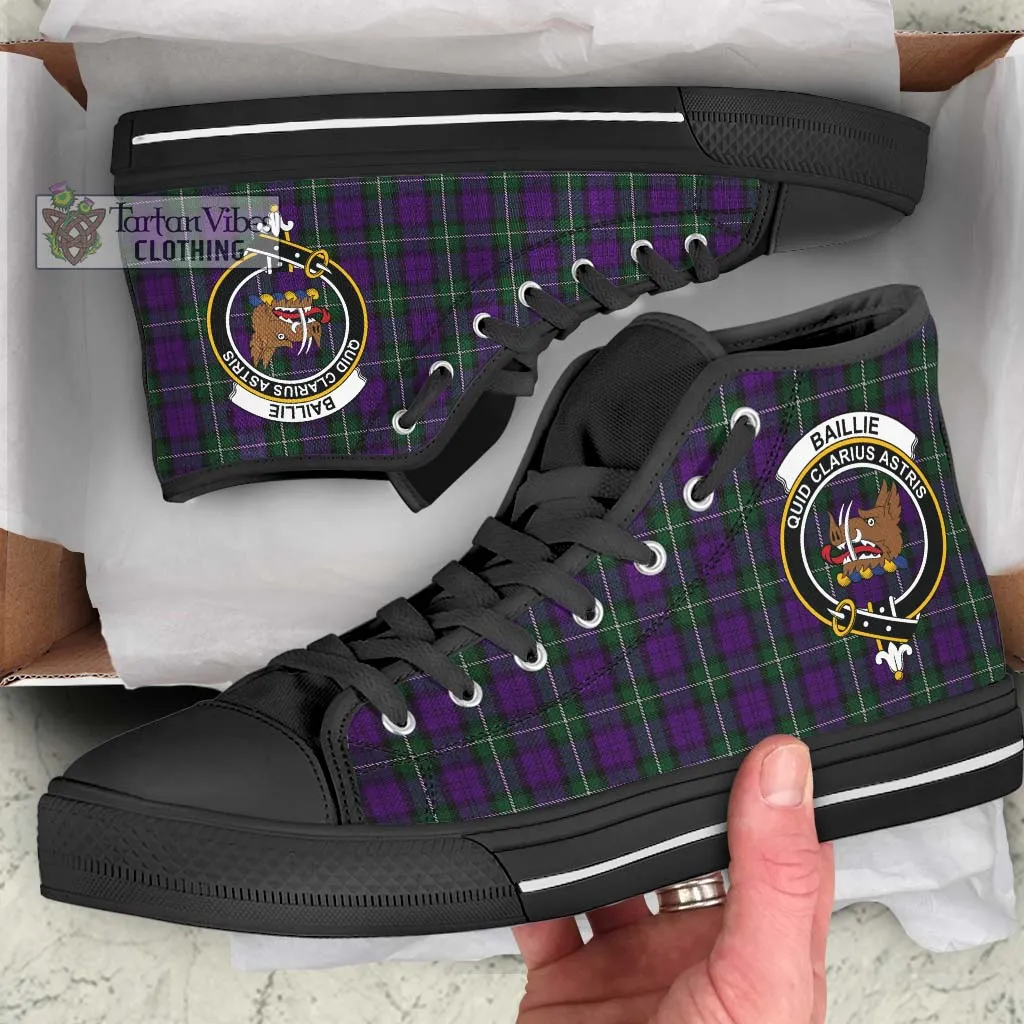 Baillie Highland Society Tartan High Top Shoes with Family Crest