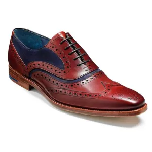 BARKER McClean Shoes - Mens Brogue - Rosewood & Navy Blue Suede