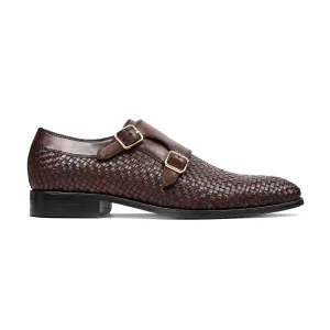 Bihar - Men's Reddish Brown Hand Woven Calf Leather Double Monkstrap