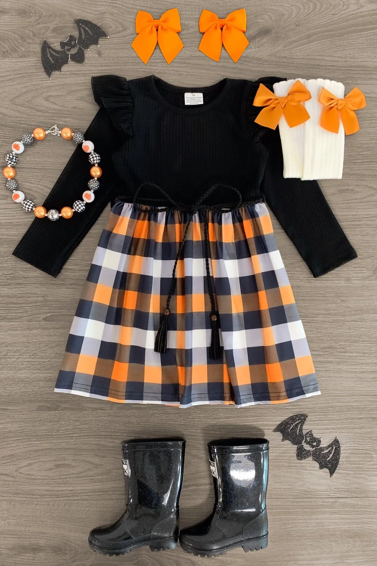 Black & Orange Plaid Dress